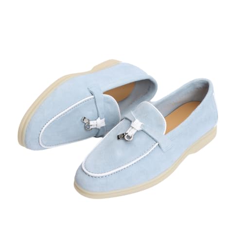 Image of XOBZJH Women's Leather Suede Loafers Flats - Slip-On Penny Loafers with Soft, Comfortable Driving & Dress Shoes for Casual Office Work All Day