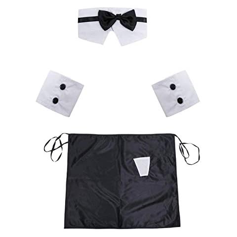365-Shopping Men's 4PCS Naughty Butler Waiter Costume Bow Tie Collar Cuffs Cover