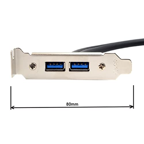 chenyang USB 3.0 Front Panel Header 19/20Pin 1 Male to 2 USB 3.0 Female Chassis Back Panel Port Extension Cable 50cm with 80mm PCI-E Slot Bracket - Image 2