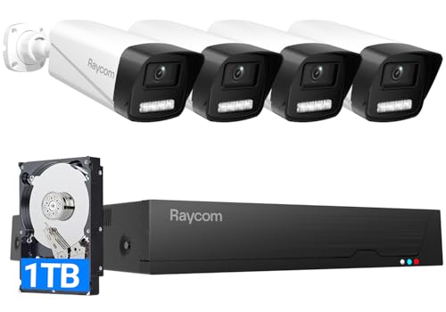 Rraycom Home Security Camera System,4pcs H.265 3MP Wired PoE IP