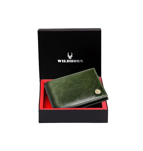 Image of WildHorn RFID Protected Leather Wallet for Men,Green