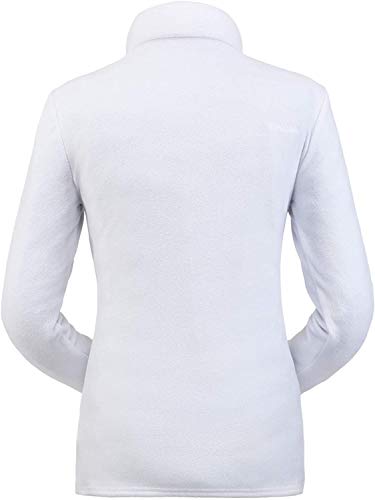 Spyder Womens Shimmer Bug Zip T-Neck  Ladies Pullover Long Sleeve Active Shirt, Large, White