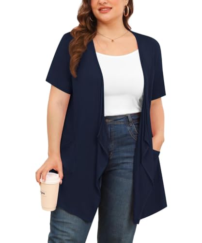 Image of TIANZHU Plus Size Cardigan for Women Lightweight Short Sleeve Summer Dressy Light Cardigan