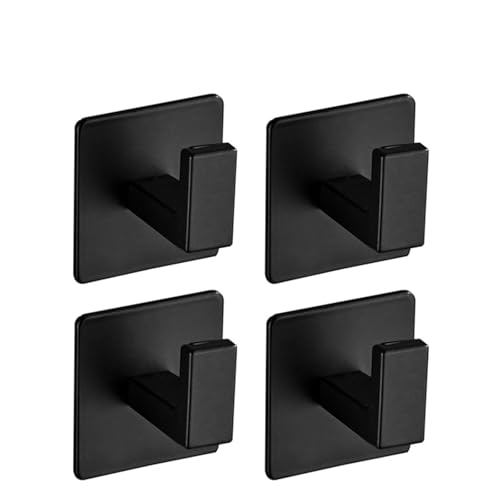 Lkq-�V�����[�t�b�N Adhesive Wall Hooks Mounted Door Cloth Keys Coat Bathroom Robe Hanger Kitchen Rack Shelf Bag Hook, �ݒu���ȒP(Black-4PCS)