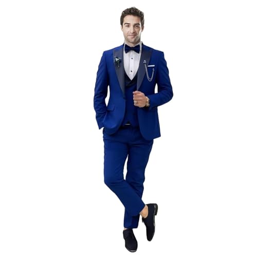 Mens 3 Piece Dress Suit One Button Notched Lapel Flip Pocket Party Wedding Blazer Pants Vest Sets3