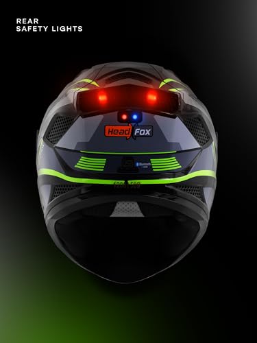 Image of HEADFOX N2F Track Full Face Bluetooth Helmet for Bike | Waterproof Smart Helmet for Men & Women | Built-in Bluetooth for Calls, ENC, Music & GPS | Voice Assist | ISI Certified