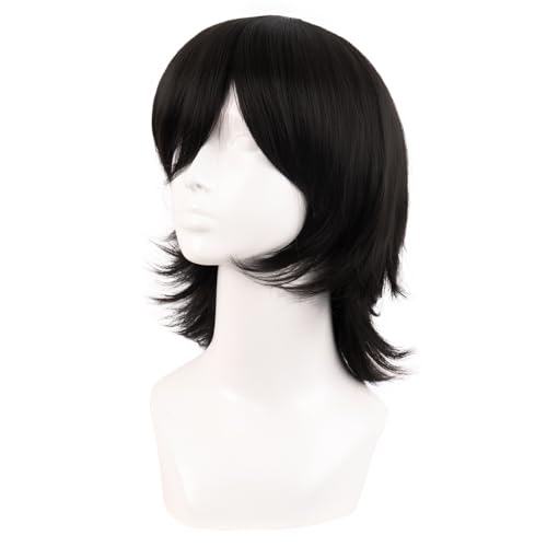 mapofbeauty 14 inch35 cm short cosplay wolf tail synthetic side bangs party wig black