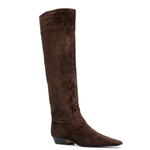 Arqa Women's Square Toe Knee High Boots Low Block Heel Slouchy Boot Comfort Western Riding Boots for Women2