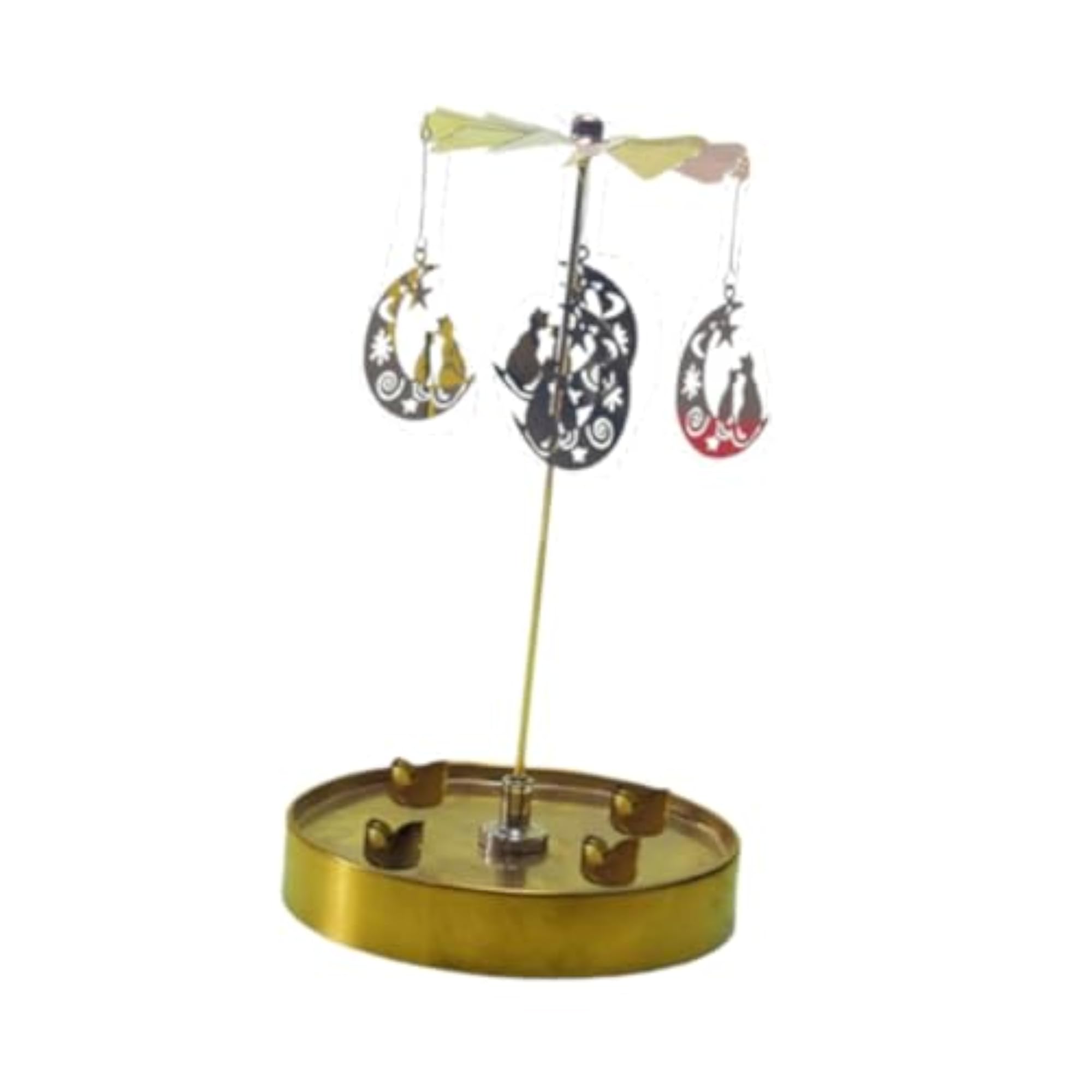 Spinning Candle Holder Rotating Cat Pattern