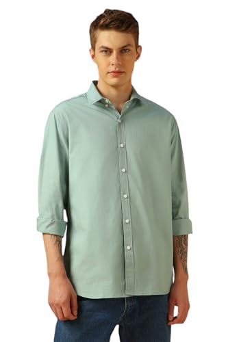 Image of Dennis Lingo Men Cotton Solid Slim Fit Casual Shirts