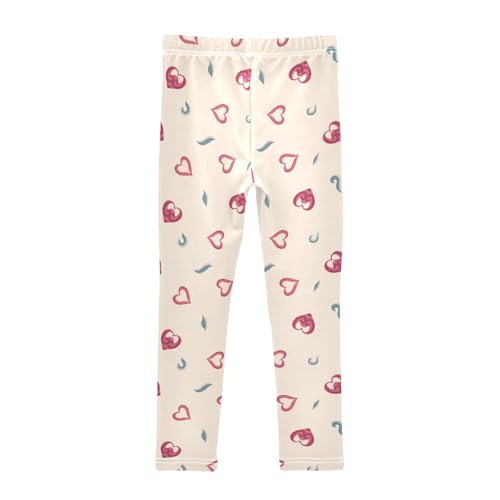 Red Love Heart Valentine Girls Leggings,Workout Leggings for Girls Toddler Athletic Leggings Size for 3-10T2