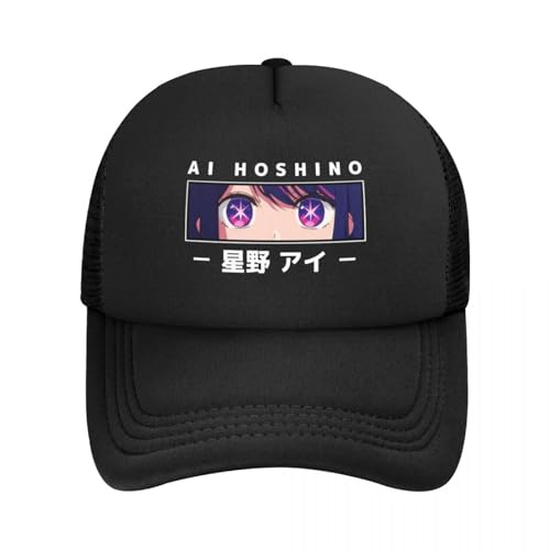 EWASDACCS Gorras de béisbol Oshi no KO Anime Ai Hoshino Ojos adorables Gorras de Malla Sombreros Lavables para Adultos al Aire Libre