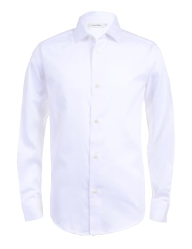 Calvin Klein Boy's Sateen Shirt (Big Kids) White 16 Big Kid