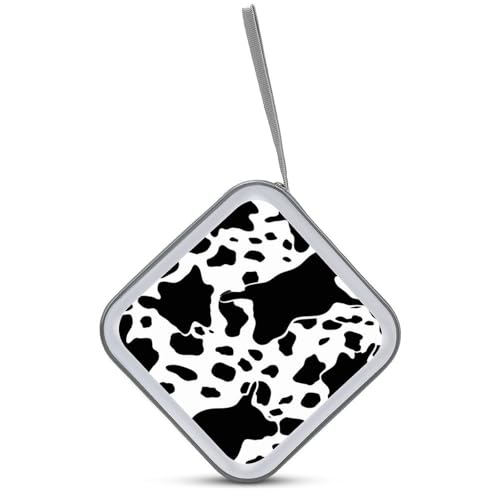 Étui à CD rigide compact imprimé vache noir et blanc style original - 3