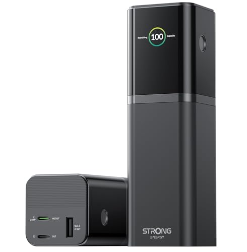 STRONG S-19 Power Bank Portatile 12000mAh, Ricarica Rapida 176W con USB-C 140W PD 3.1 + UFCS, Display TFT, Compatibile con iPhone 16, Galaxy S24, MacBook, iPad, Per Viaggi & Approvata per Aereo