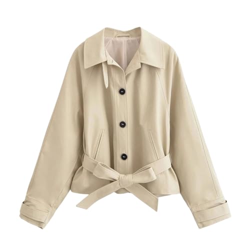 Trench court femme avec ceinture veste mi-saison contre le vent