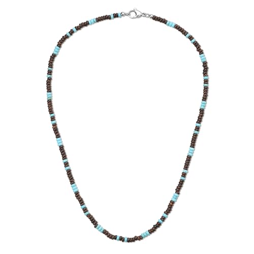 COAI Men's Beaded Necklace, Coconut Shell Turquoise Necklace for Men