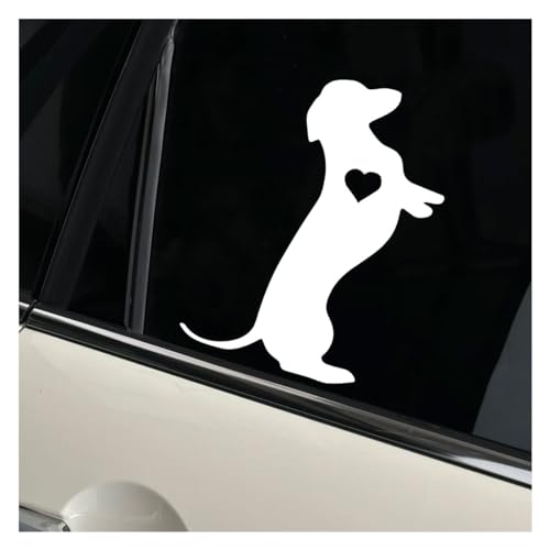 Image of 5.5 inch Dachshund Heart Dog Vinyl Decal, Waterproof Car Bumper Sticker for Car, Truck, Wall, Laptop (White)