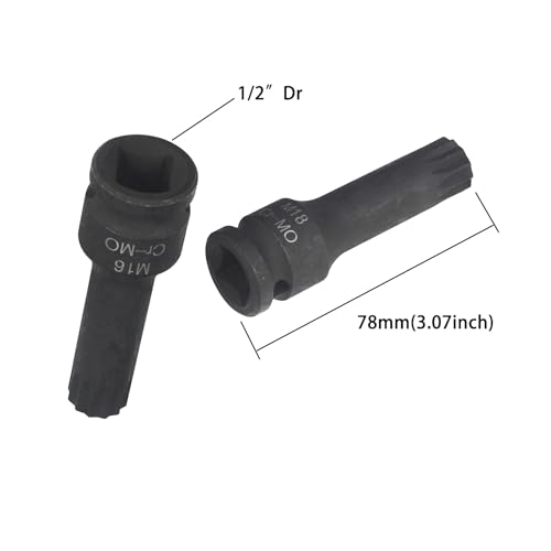 8-Piece Impact XZN Triple Square Spline Bit Socket Set 1/2 inch Drive Cr-Mo Steel M5 M6 M8 M10 M12 M14 M16 M18 - Thumbnail 5