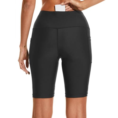 Image of HODOSPORTS Women's 3'' /5'' /7'' /9'' /12'' Swim Board Shorts UPF50+ High Waisted Quick Dry Swimsuit Bottoms with Pockets Liner