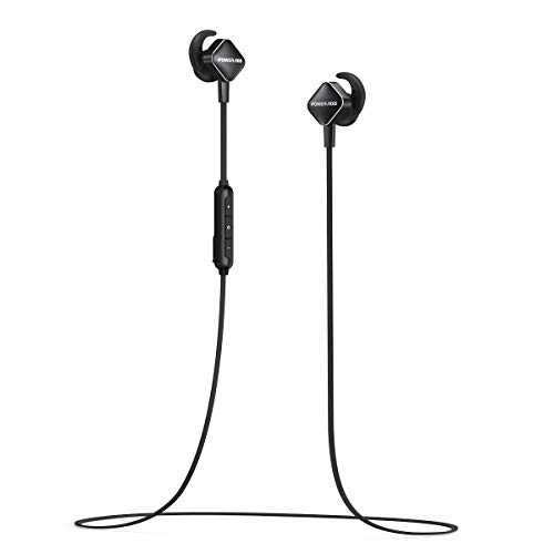 POWERADD Bluetooth Headphones Magnetic Wireless Earbuds for Sports Workout in-Ear Bluetooth Earphones with Built-in Mic (Bluetooth 4.1, Hands-free Calls, Secure Fit) - Black