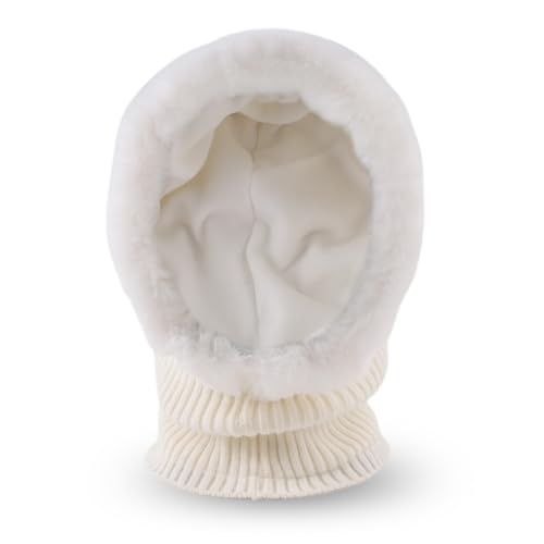 Image of Winter Fleece Balaclava Warm Men Hood Hat Knitted Hooded Scarf for Women Unisex Skull Cap