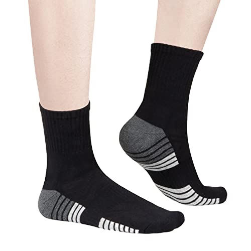 Mens Gym Tennis Golf Training Athletic Socks Moisture Wicking Mens Socks Cotton Cushioned Crew Socks for Men, 6 Pairs3