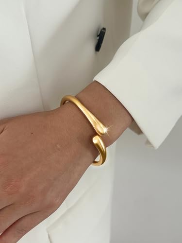 Gold Bangle Bracelets for Women, Trendy Chunky Adjustable Twist Bangle Bracelet Jewelry Gifts2