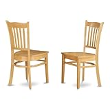 East West Furniture GRC-OAK-W Groton Kitchen Dining Chairs - Slat Back Wooden Seat Chairs, Set of 2, Oak