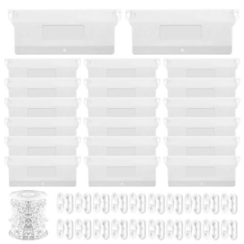 20 Stück Lamellenvorhang Ersatzteil, 127mm Lamellenvorhang Ersatzteile mit 10m Kette und 20 Perlenknöpfe Lamellenvorhänge Beschwerungsplatten Ersatzteil für Vorhang Tür Fenster Zubehör