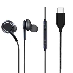 C-TYPE In-Ear Headphones Earphones for Samsung Galaxy Note 10 Metallic C Type Earphones with Mic and Volume Controller, High Bass Headphoens for Mobile, Wired Earphones | Earphone Original Like Wired Stereo Deep Bass Head Hands-free Headset Earbud- Blak/White, ZI 1