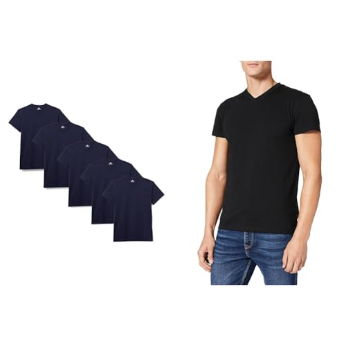 T-Shirt Bleu Foncé homme avec T-Shirt Noir XXL en coton uni