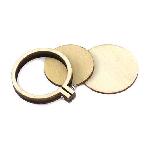 Dnyta 10 Pcs Round Mini Embroidered Hoop Tiny Cross Stitch Hoops Wood Craft For Keychain, Earrings, Jewelry, 1.9×1.6 Inch #TOP4