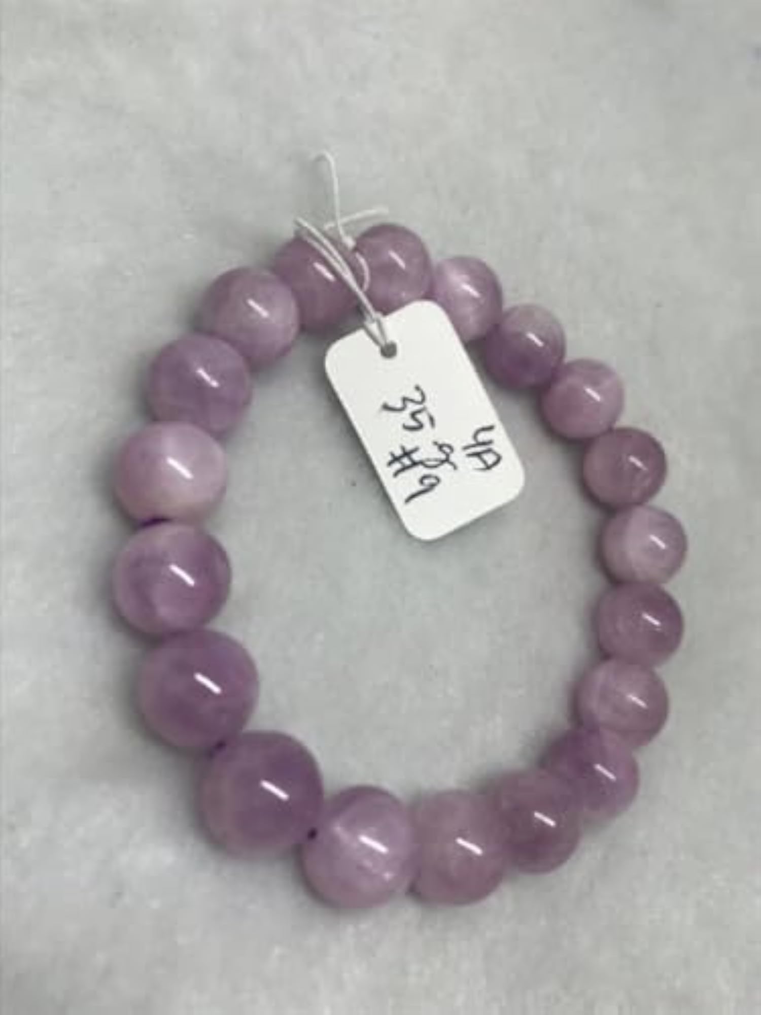 Unisex Natural Purple Kunzite 10mm Bead Stretchable Bracelet, Healing