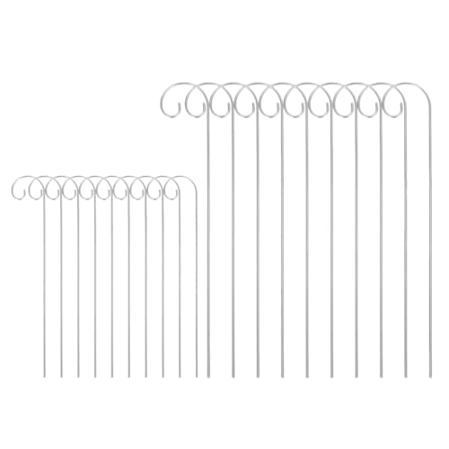 VICASKY 20 Pack Shepherd Hooks for Garden - 8 & 12 Dual Height Set Metal Plant Hanger Stakes Mini Shepherds Hook for Outdoor Hanging Baskets Bird Feeders Solar Lights Lanterns Wedding Decor