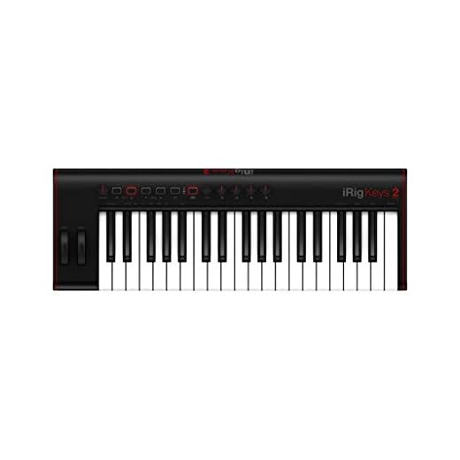 IK Multimedia iRig Keys 2 Pro - Teclado MIDI Universal, Compacto con 37 Mini-Teclas y Salida de Audio para iPhone, iPad, Android, Mac/PC, Negro