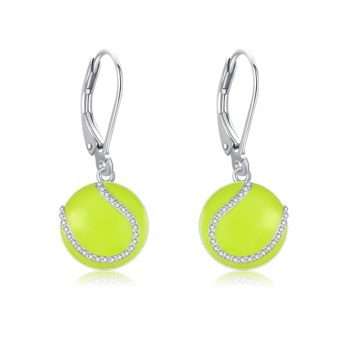 YAFEINI Pendientes de tenis de plata de ley con cierre de palanca de tenis, aretes colgantes de tenis, joyería de regalo para mujeres y niñas, Circonia cúbica