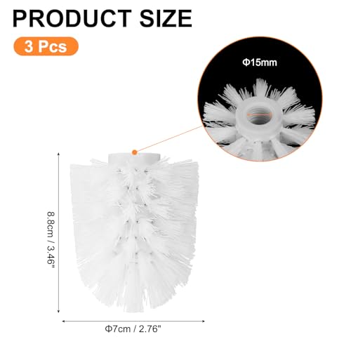 Image of uxcell 2 Pcs Toilet Bowl Brush Replacement Head 15mm, Toilet Scrub Brush Cleaning Round Ball Shaped Toilet Brushes Heads White