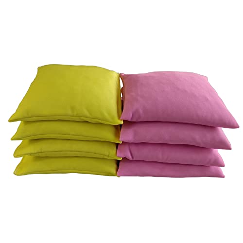 KHAMPA Set of 8 Regulation Cornhole Bags,Double Stiched - Standard Corn Hole Bean Bags for Tossing Game, Age (Pink & Yellow)
