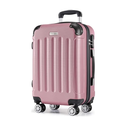 MERISH Reisekoffer Koffer Kofferset Trolleys Zwillingsrollen 3tlg. Hartschale in 9 Farben (Rose, M)