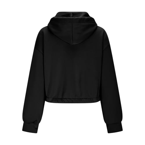 Women's Cute Cropped Hoodies Y2k Long Sleeve Sweatshirts Fall Fashion Outfits Hooded Sweatshirt Elastic Hem Clothes4