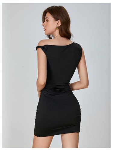 SOLY HUX Women's Summer Mini Dresses Off The Shoulder Ruched Bodycon Graduation Dress Sexy Going Out Party Club Outfits2