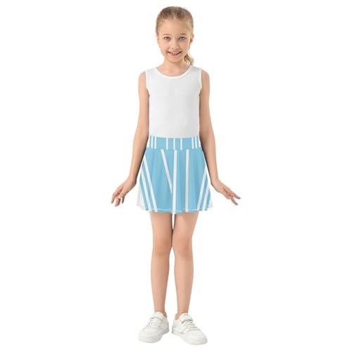 Joisal Athletic Shorts Girls Skorts Toddlers Tennis Skirts Pleated School Vertical Stripes Light Blue White 3t3
