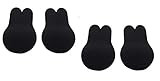 2 Pairs Adhesive Bra, Rabbit Ear Strapless Backless Bra Lift Nippleless Cover Sticky Pasties Bras by MystiqueBra (C/D, Black)