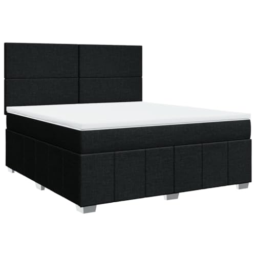 Genérico Cama Box Spring con colchón Tela Negro 180x200 cm,Mobiliario,Camas y Accesorios,Camas y somieres,Negro,112.54 kg,3291742
