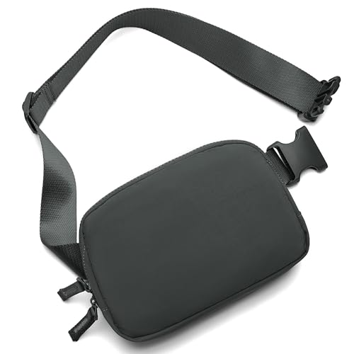 Belt Bag for Women Two-Way Zipper Fanny Pack Crossbody Bags for Women Fashion Waist Packs Cross Body Fanny Pack with Adjustable Strap Gifts for Teen Girls (Dark Grey)