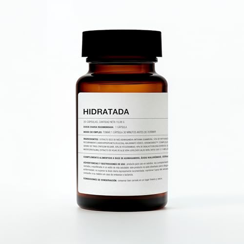 afrodite HIDRATADA Nutricosmético Nocturno - Suplemento para la Piel con Ácido Hialurónico y Ceramidas - Ayuda a la Hidratación, Firmeza y Descanso (1 Mes 30 Capsulas)
