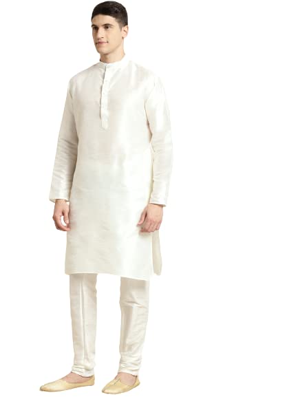 Image of SOJANYA (Since 1958, Men's Silk Blend Grey Kurta Pyjama & Silk Blend Jacket Combo