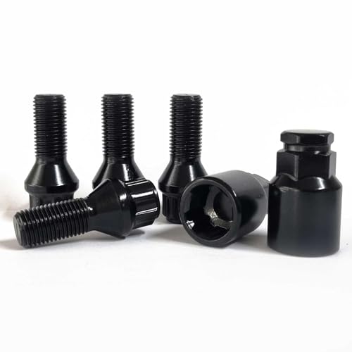 TRACER Radschloss Radschrauben Satz Felgenschloss Diebstahlsicherung M14x1,5 28mm Kegelbund schwarz kompatibel mit Audi, VW, Seat, Skoda, Opel, BMW