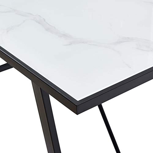 Table de bar blanche 160 x 80 cm en verre pour cuisine moderne et bureau - 7
